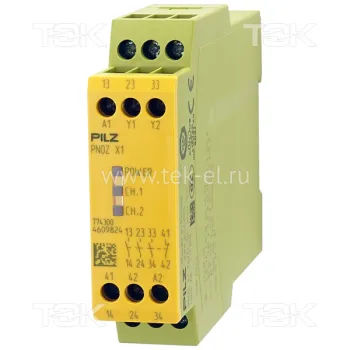 PNOZ X1 24VAC/DC 3n/o 1n/c<span> Реле безопасности 1-канальное: Uпит. 24V AC/DC, выходы: 3НО, доп. выход: 1НЗ, IP54</span>