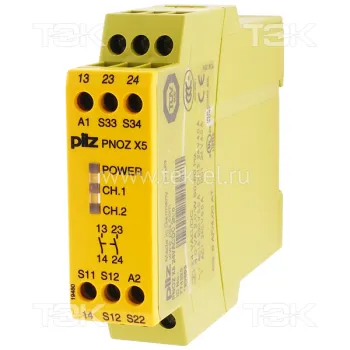 PNOZ X5 24VACDC 2n/o<span> Реле безопасности 2-х канальное: Uпит. 24V AC/DC, выходы 2НО, винтовые клеммы</span>
