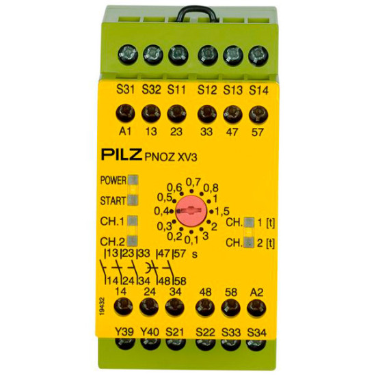 PNOZ XV3 3/24VDC 3n/o 2n/o t<span> Реле безопасности 2-х канальное: Uпит. 24V DC, выходы 3НО + 2НО с задержкой срабатывания 0.1…3сек., винтовые клеммы</span> PNOZ XV3 3/24VDC 3n/o 2n/o t<span> Реле безопасности 2-х канальное: Uпит. 24V DC, выходы 3НО + 2НО с задержкой срабатывания 0.1…3сек., винтовые клеммы</span>