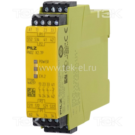 PNOZ X2.7P 24VACDC 3n/o 1n/c<span> Реле безопасности 2-х канальное: Uпит. 24V AC/DC, выходы 3НО, доп. выход 1НЗ, винтовые клеммы</span>