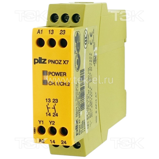 PNOZ X7 24VACDC 2n/o<span> Реле безопасности 1-канальное: Uпит. 24V AC/DC, выход релейный 2НО, встроенные винтовые клеммы, IP40</span>