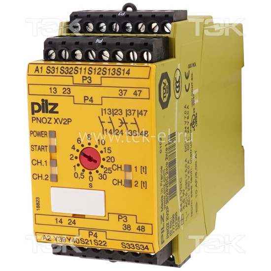 PNOZ XV2P 30/24VDC 2n/o 2n/o t<span> Реле безопасности 2-х канальное: Uпит. 24V DC, выходы 2НО + 2НО с задержкой срабатывания 0.1…30сек., винтовые клеммы</span>