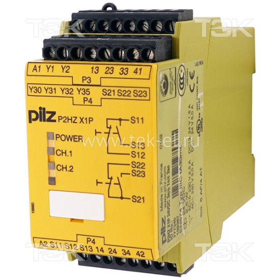 P2HZ X1P 24VDC 3n/o 1n/c 2so<span> Реле безопасности: Uпит. 24V DC, выходы 3НО, доп. выходы 1НЗ + 2SSR, съёмные винтовые клеммы, IP40</span>