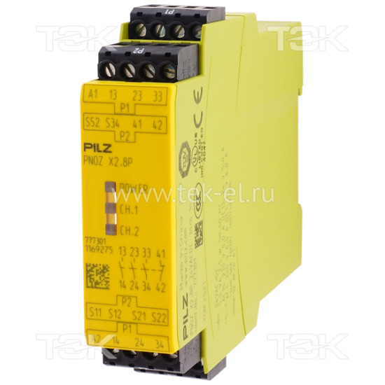 PNOZ X2.8P 24VACDC 3n/o 1n/c<span> Реле безопасности: Uпит. 24V AC/DC, выход релейный 3НО, доп. выход релейный 1НЗ, cъёмные винтовые клеммы, IP40</span>