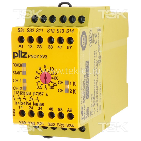 PNOZ XV3 30/24VDC 3n/o 2n/o t<span> Реле безопасности 2-х канальное: Uпит. 24V DC, выходы 3НО + 2НО с задержкой срабатывания 0.1…30сек., винтовые клеммы</span>