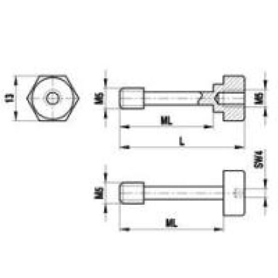 A-5555-0225 винт для кубической детали и сферического диска, M5, нержавеющая сталь, ML 21 мм, для систем Zeiss, Renishaw