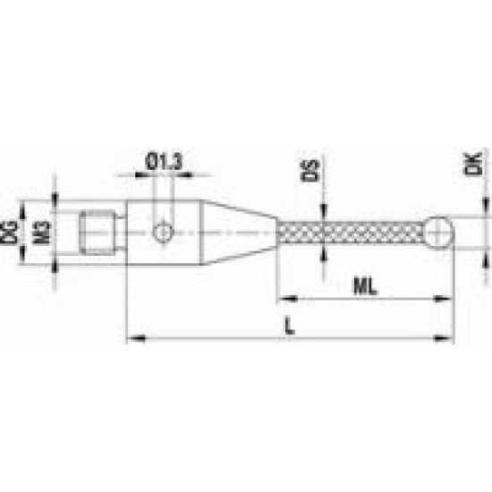 A-5004-0803 контактный прямой щуп М3, шарик 3мм, длина 50мм, стержень из углеродного волокна, Renishaw